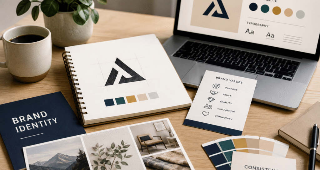 How to Create a Powerful Logo & Visual Brand Identity in 2026 with modern logo design, brand colors, typography, and creative visual elements